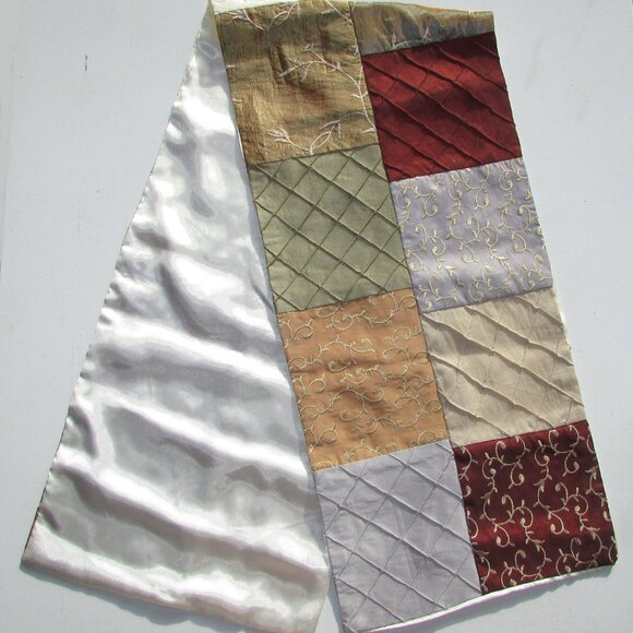 Satin Embroidered Patchwork Scarf - Picture 8 of 13